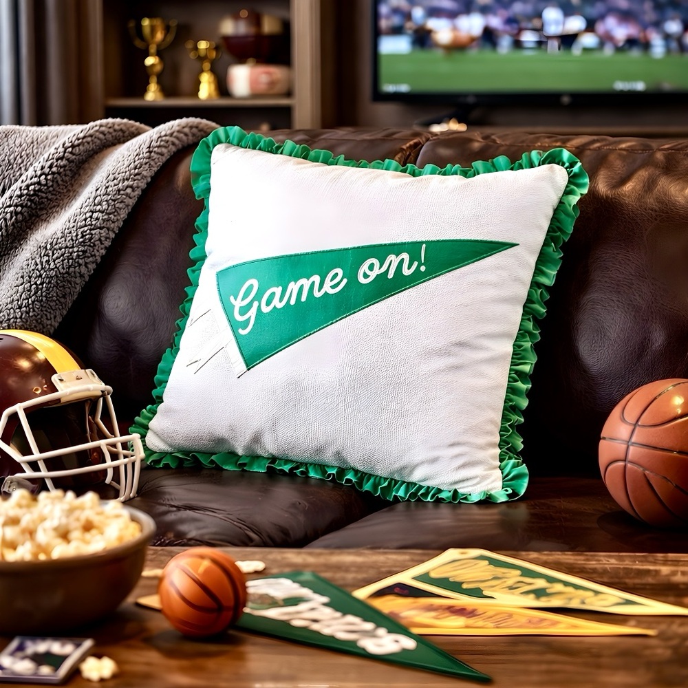 IDesign Sports Football Themed Canvas Appliqué Large Pillow 20x20”